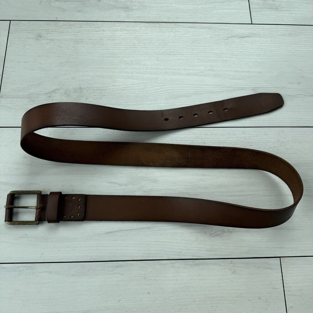 Timberland Men's Size 46 Brown Genuine Leather Casual Work Belt
